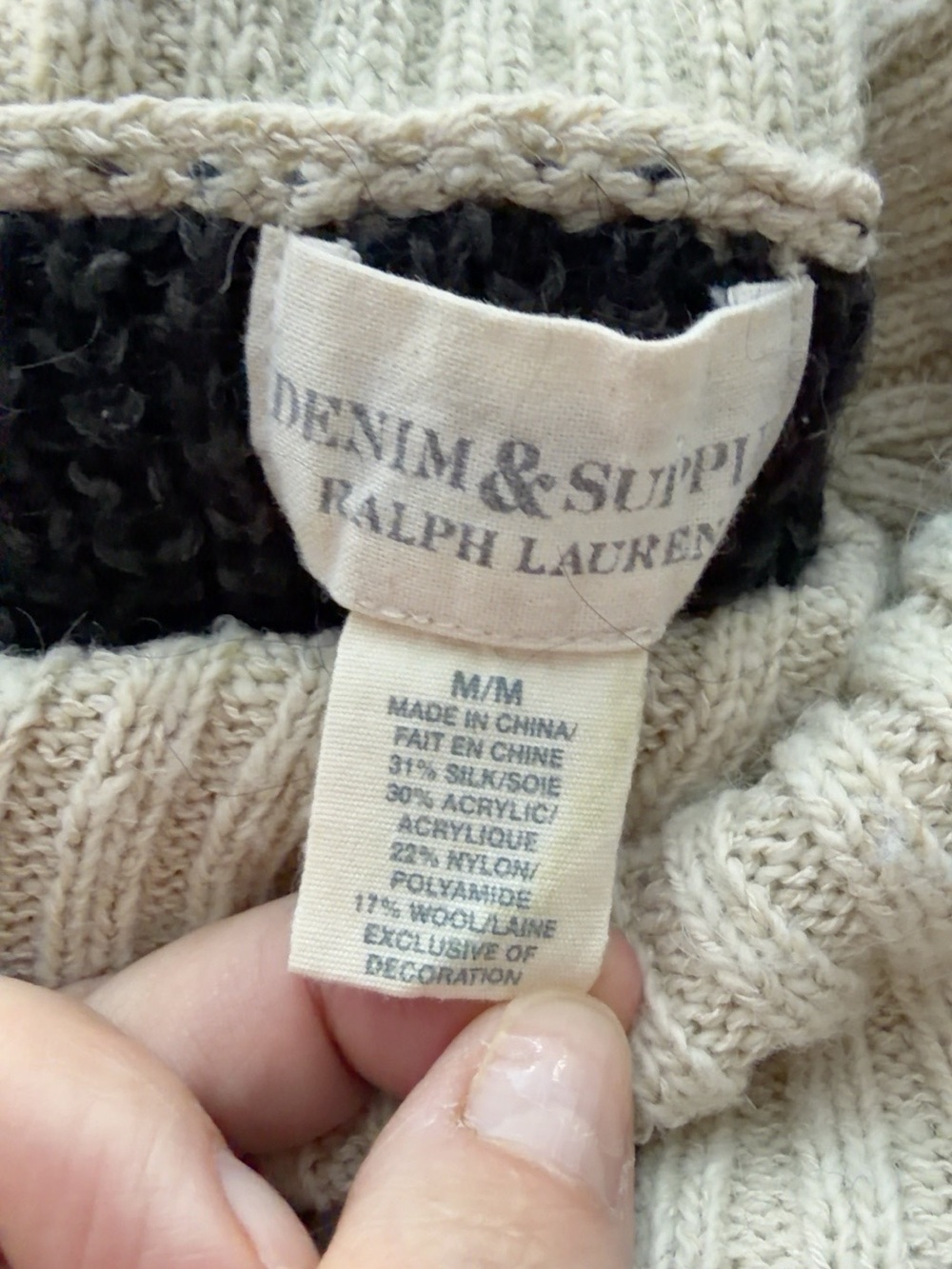 Denim & Supply Ralph Lauren Silk Blend Aztec Cowl Neck Sweater M - Picture 4 of 6